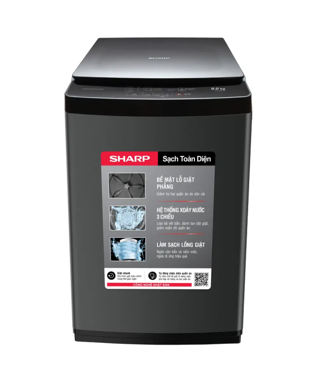 Máy giặt SHARP lồng đứng 9kg ES-Y90HV-S