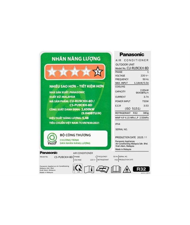 Máy Lạnh Panasonic 1 HP -CU/CS-RU9CKH-8D - Inverter 2026