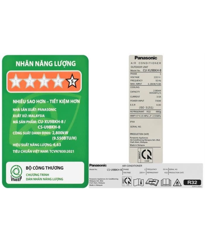 Máy Lạnh Panasonic 1 HP CU/CS-U9BKH-8 - Inverter Cao Cấp 2025