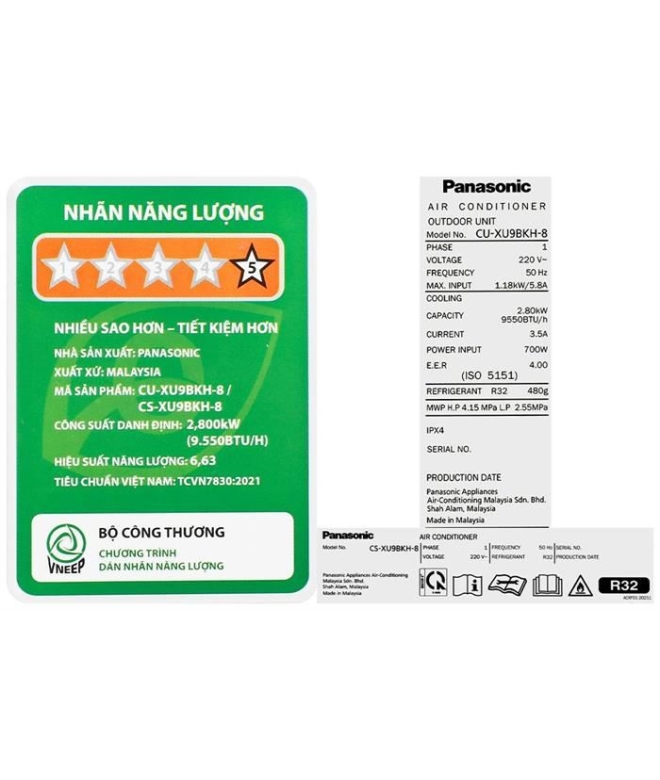 Máy Lạnh Panasonic 1 HP CU/CS-XU9BKH-8 - Inverter Premium