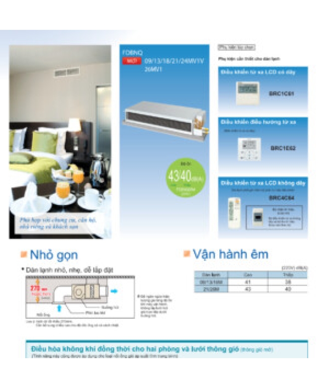 Máy lạnh giấu trần Daikin FDBNQ13MV1V/RNQ13MV1V+BRC2E61 (1.5 HP)