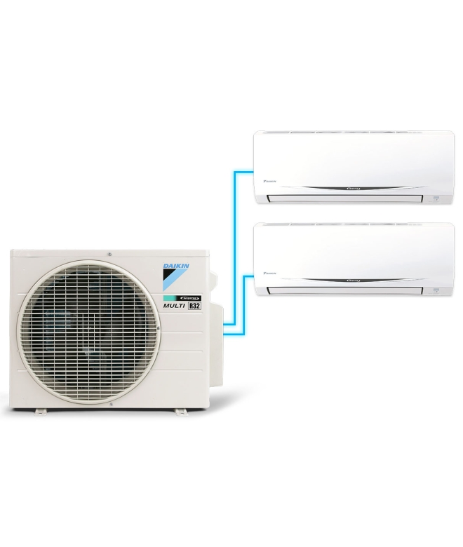 Hệ thống máy lạnh Daikin multi s Inverter 2.0 HP (2HP Ngựa) - 1 dàn nóng 2 dàn lạnh (1.0 + 1.0 HP (1 Ngựa) MKC50RVMV/CTKC25RVMV+CTKC25RVMV