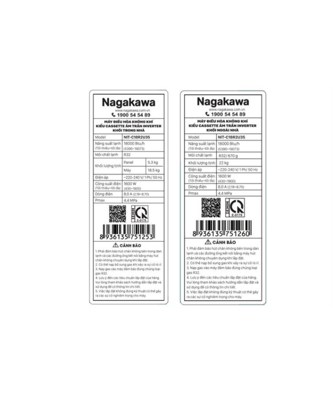 Máy Lạnh Âm trần Nagakawa Inverter 2 HP NIT-C18R2U35 